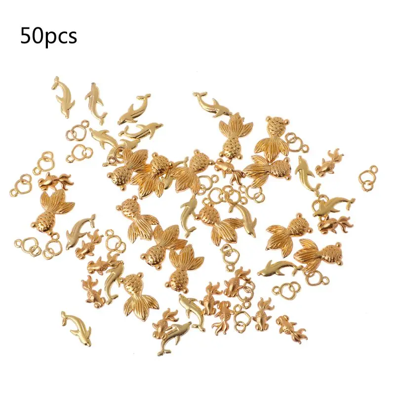 

50Pcs Mixed Goldfish DIY Frame Filling UV Resin Bezel Charm Fillers Jewelry Making