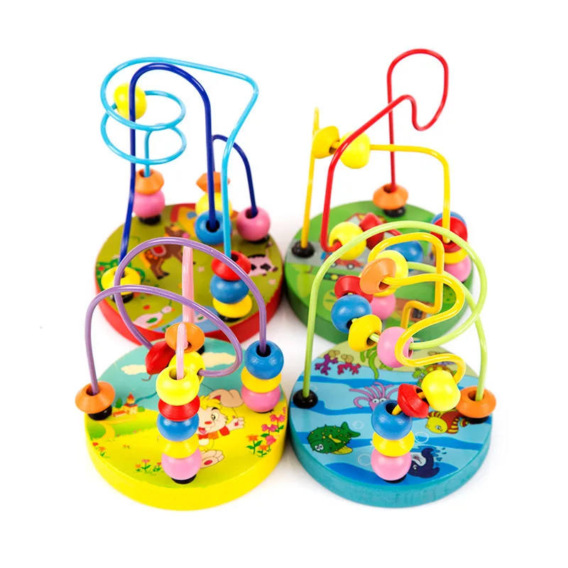 

children's toys baby doll kids Educational toy beads string of beads game Mini beads around animal chassis Many styles by random