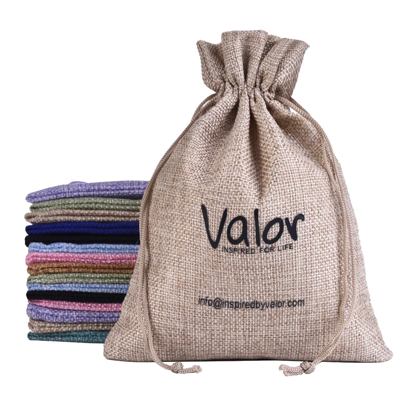 100pcs Custom Linen Jute Bag Drawstring Bracelet Necklace Jewelry