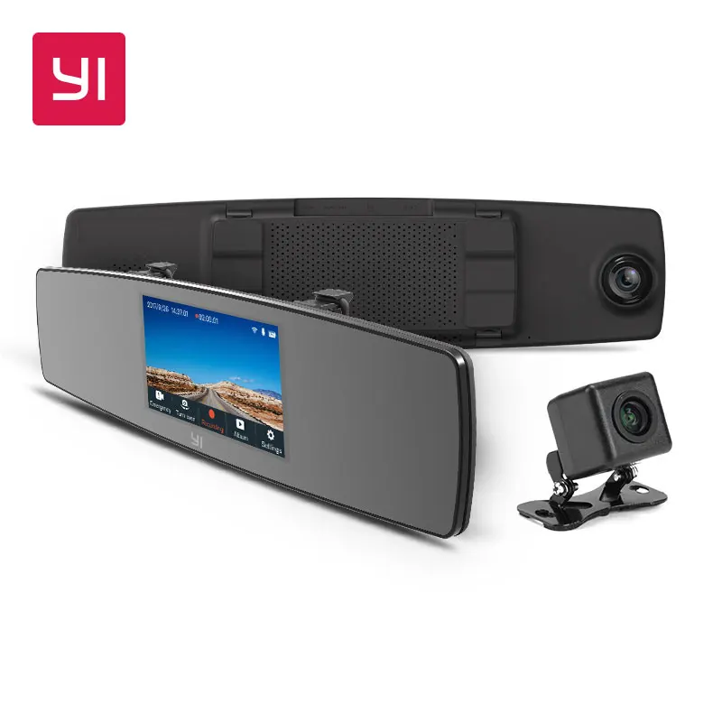 YI Mirror Dash Cam Dual Dashboard Camera Recorder Touch Screen Front Rear View HD Camera G Sensor Night Vision Parking Monitor