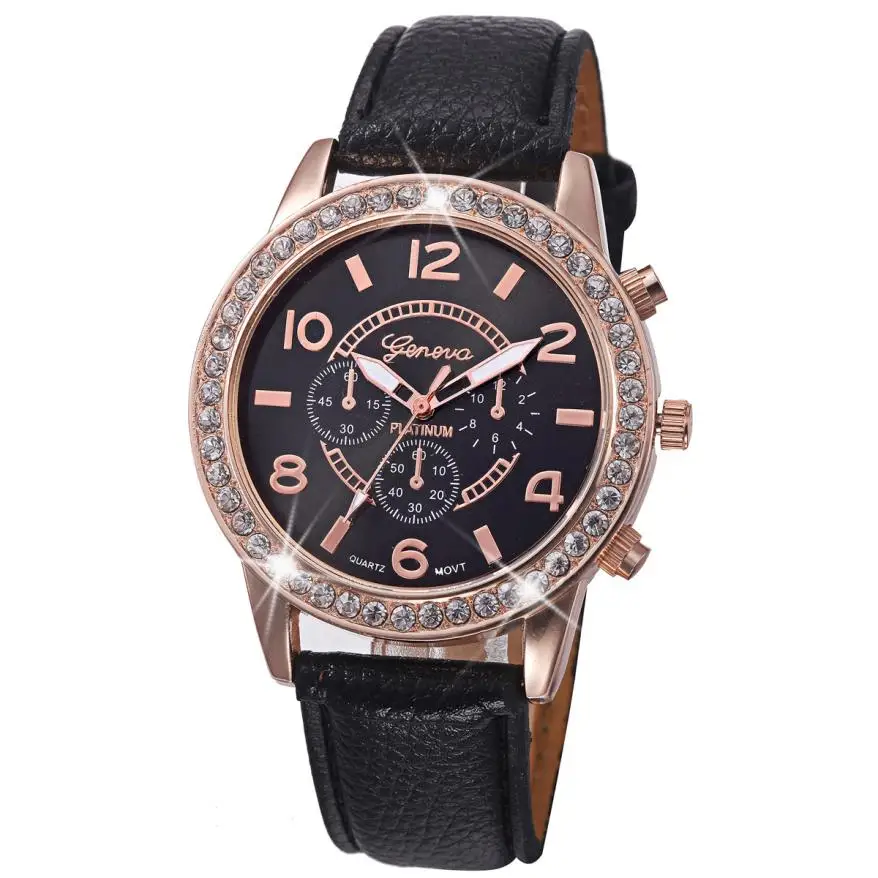 

2018 Fashion Women Watches Bracelet Watch Ladies With Crystal Leather Band Quartz Ladies Watch bayan saatleri 2018 Drop Shipping