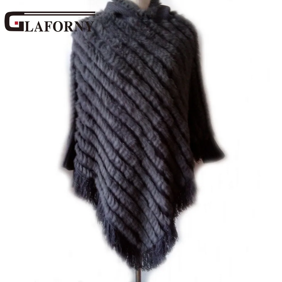 

2018 Genuine Rabbit Fur Poncho Hoody casual tassels sweater women's coats/Hot Sale/OEM/Wholesale/Retail Free Shipping