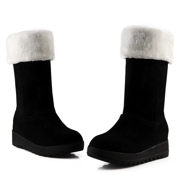 Г. Зимние ботинки большой размер 34-43, женская обувь зимние ботинки-гладиаторы модные высокие женские ботинки на низком каблуке, сохраняющие тепло 583 - Цвет: Черный