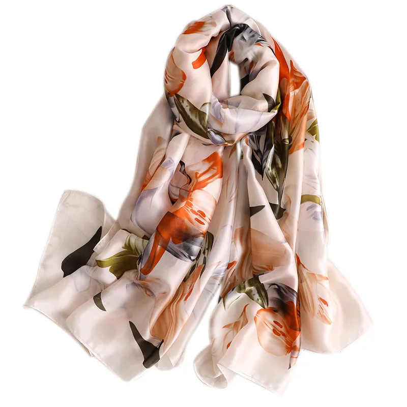 Шелковый шарф женский роскошный дизайнерский Цветочный платок Echarpe Foulard Femme шелковая бандана обертывания женские мягкие пашмины Pare Bufanda Mujer