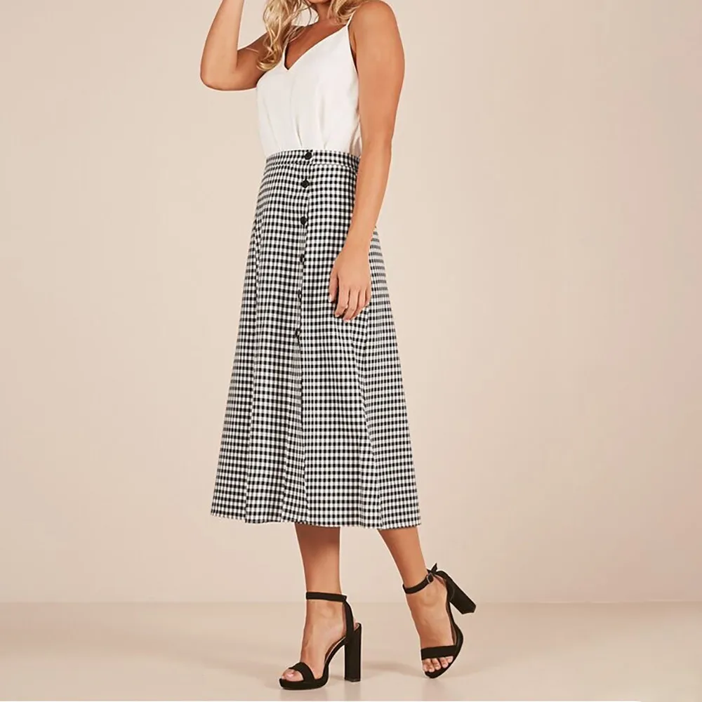 Женские клетчатые вечерние юбки с разрезом по бокам, с высокой талией, Новые Красивые