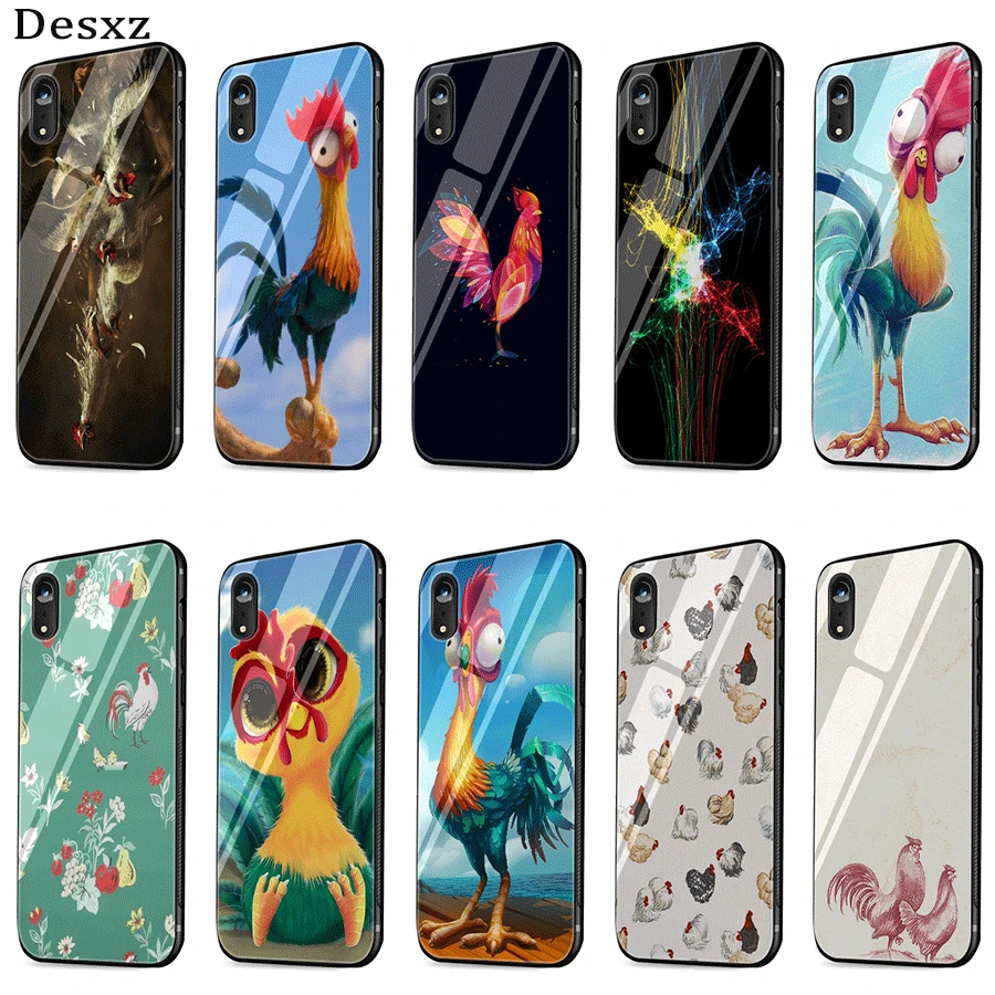 Tempered Glass Case Chicken Cock Rooster Cover For iPhone X XS XR Max 6 6s 7 8 Plus 5 5s SE Cases | Мобильные телефоны и