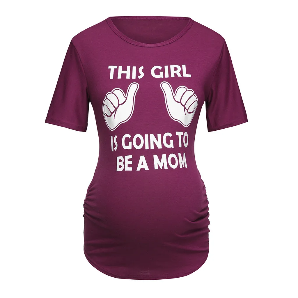

This Girl Is Coming To Be A Mom Print Women Maternity clothes Pregnant T-Shirt Funny Pattern Print Short Sleeve Pregnancy Tops