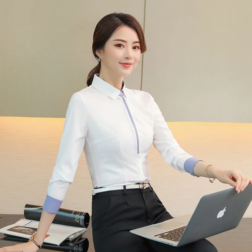 

2019 Spring Autumn Fashion Professional Women Shirts New Style Big Code Xxxxl Female Slim Workwear Elegant Temperament Blouse