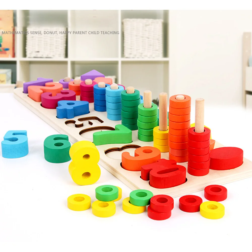 

Preschool Wooden Montessori Toys Count Geometric Shape Cognition Match Baby Early Education Teaching Aids Math Toys For Children