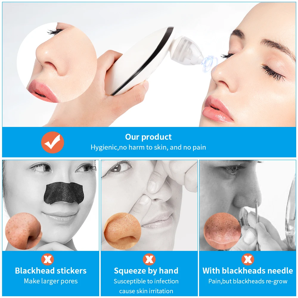Removedor de Cravo Aspirador de pó Cuidados com a Pele Carga sem Fio Acne Poros Elétrico Cravo Sucção Ferramentas Base 15 Cheap Utensílios de cuidado facial
