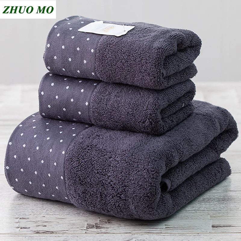 

3PCS/Set high quality 100% Cotton bathTowel Set Absorbent face Beach Towel for Adults home bathroom white gray Towels