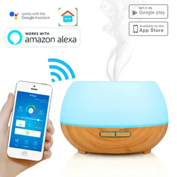 

300ML APP Control Aroma Diffuser Work with Amazon Alaxe Google Home Smart Ultrasonic Air Humidifier Oil Aromatherapy Diffuser