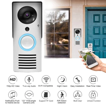 

WiFi Smart Wireless Security DoorBell HD 720P Visual Intercom Recording Video Door Phone Remote Home Monitoring Night Vision