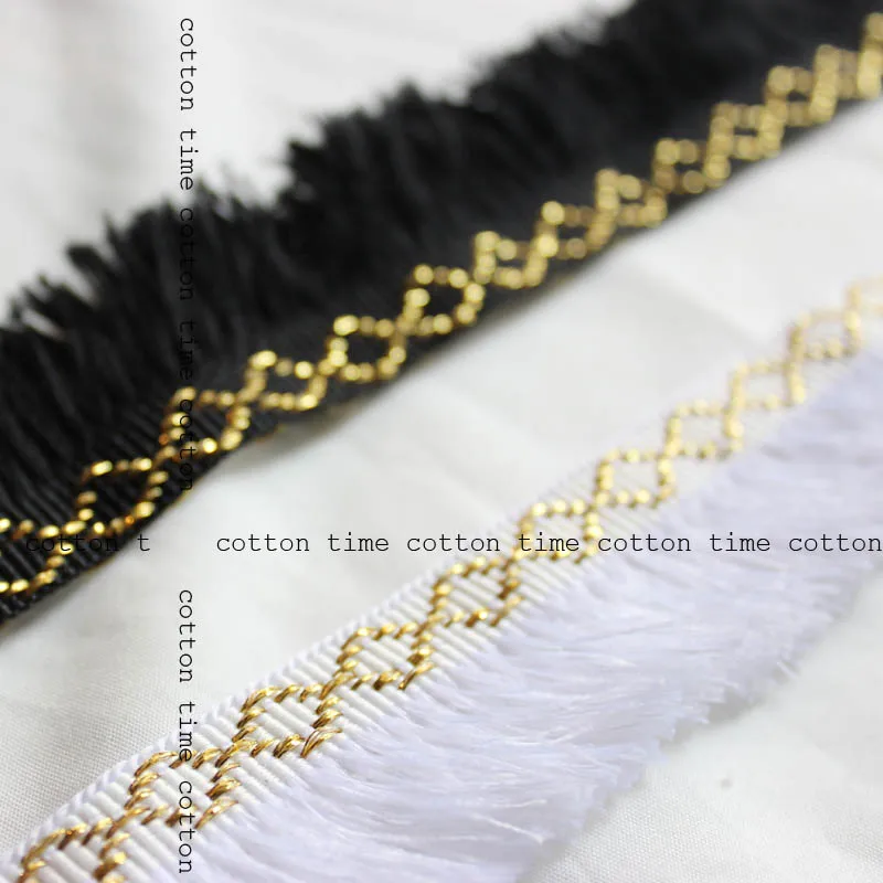 5yards Golden Tassel Trim 2 colors fringe lace 3cm drop tassel webbing