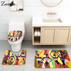 Zeegle ванная комната подстилки и коврики сиденье для унитаза Экзотический стиль ванная комната ковер Нескользящие Коврики для туалета 3 шт