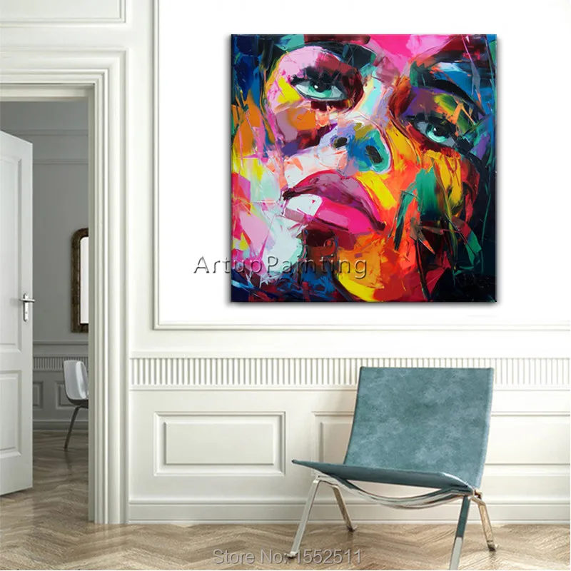 Portrait Face Oil painting Palette Knife Impasto figure canvas Hand painted Francoise Nielly Wall Art Pictures for living room 6 Portrait Face Oil painting Palette Knife Impasto figure canvas Hand painted Francoise Nielly Wall Art Pictures for living room 6