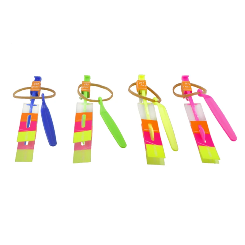

50Pcs/lot LED Light Up Arrow Slingshot Elastic Arrow Rocket Helicopter Flying Toy Party Fun Gift - Color Random Flying Arrow