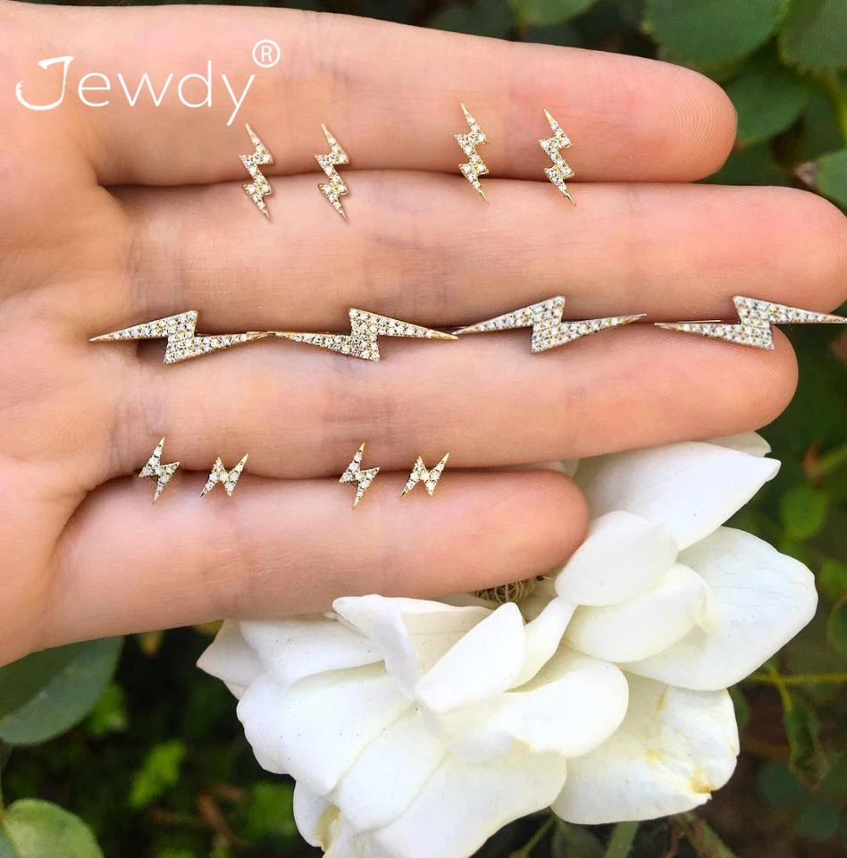 

6 Pairs/Set Crystal Lightning Design Small Stud Earrings Set for Women Punk Crown Sun Star Feather Ear Aros Bohemian Jewelry