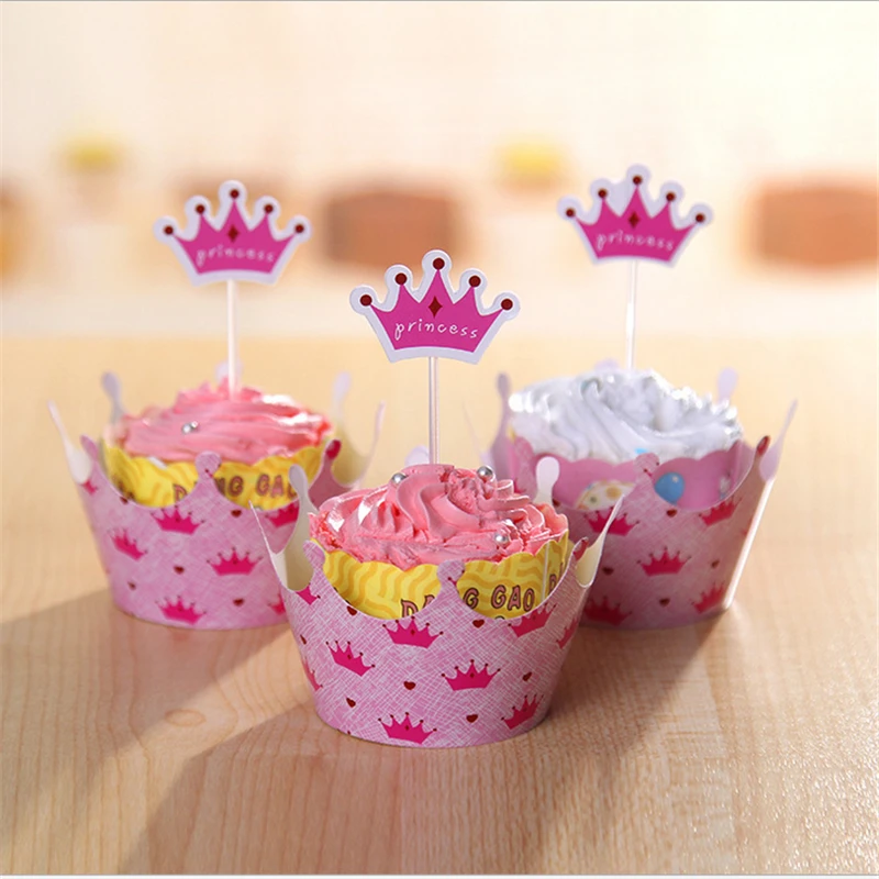 Princesse Couronne Cupcake Topper Pics Bebe Fille 1st Fete D Anniversaire Faveur Decoration Bebe Douche Enfants Gateau Decoration Aliexpress