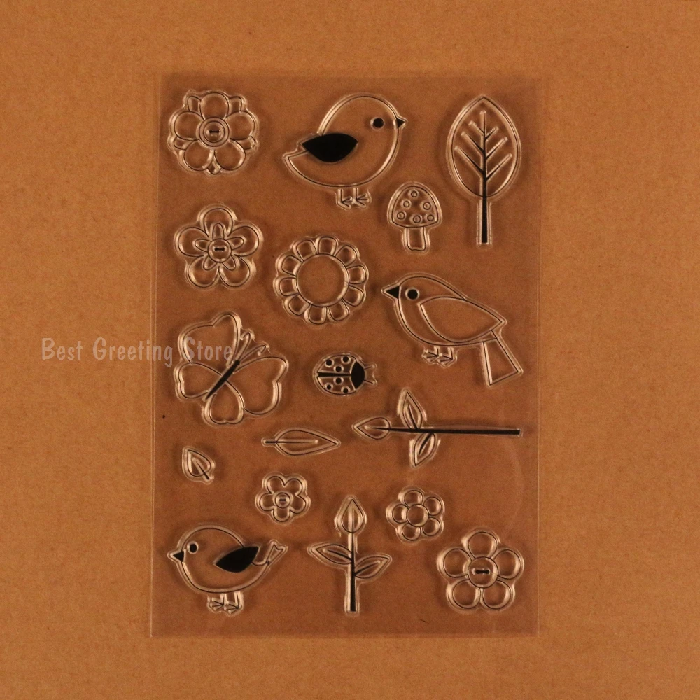 

cute bird stamps flower scrapbooking stamp diy craft stamp traveler's notebook deco stamps
