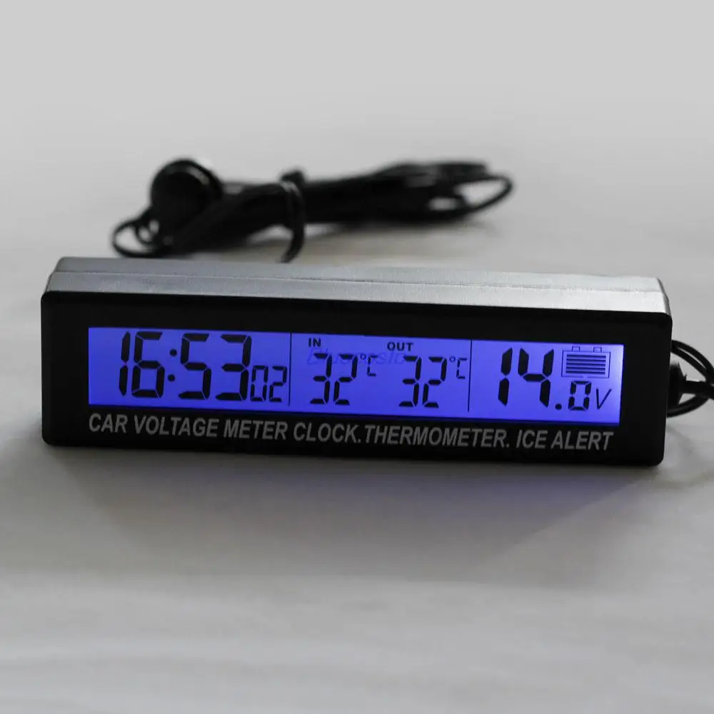 New retailed 3in1 Digital LCD Clock In/Out Screen Car Thermometer
