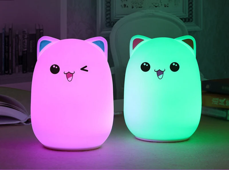 Креативный красочный силиконовый светодиодный светильник для сна с эффектом обесцвечивания, милый мультяшный медведь, мягкие игрушки, зарядка через usb, романтическое украшение комнаты