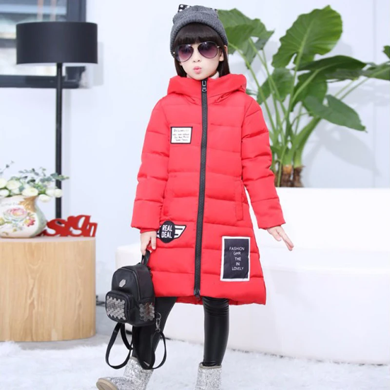 Children Coats Girl White Duck Down Coat Jacket Long Style Warm