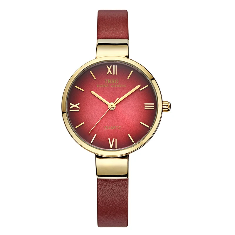 

IBSO Women Watches 2019 High Quality Genuine Leather Strap Quartz Watch Women Fashion Ultra-thin Wristwatches Montres Femmes