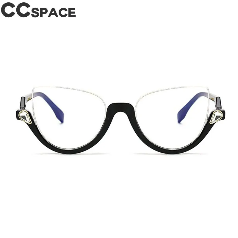 Леопардовая полуоправа, кошачий глаз, оправа для очков, женские трендовые стили, дизайнерские модные компьютерные очки 45159 - Цвет оправы: C6 black clear