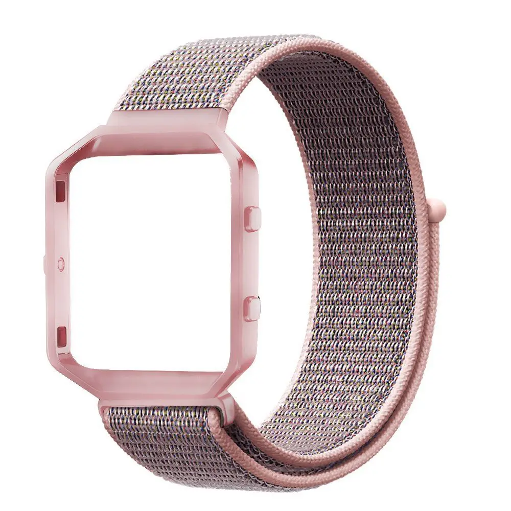 Спортивный тканый нейлоновый ремешок для часов+ цветная металлическая рамка 2 в 1 чехол для часов для Fitbit Blaze трекер активности Смарт-часы