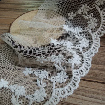 

5 Yards / Pure Cotton Handmade DIY Lace Accessories, Soft Gauze, Embroidered Cotton Thread, Embroidery Width 9cm YS0281