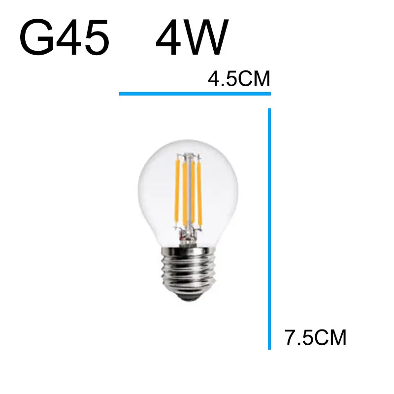 Ампулы Винтаж Светодиодная лампа Эдисона e27 e14 220V светодиодный подвесной светильник в стиле ретро 2w 4w 6w 8w СВЕТОДИОДНЫЙ нити светильник подвесные лампы Эдисона Bombillas - Испускаемый цвет: G45 E27 4Filament