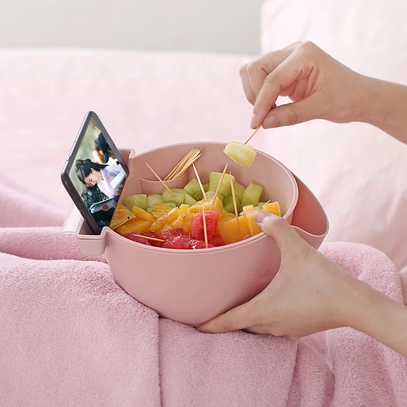 

Creative double-layer multi-purpose lazy fruit nut snack plate drain basket mobile phone video holiday party movie