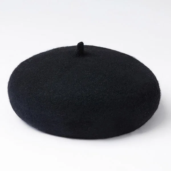 Осенние береты для женщин, кашемировые вязаные шапки для женщин, новинка, зимний Классический шерстяной берет, женская шапка, яркие цвета, береты - Цвет: Черный
