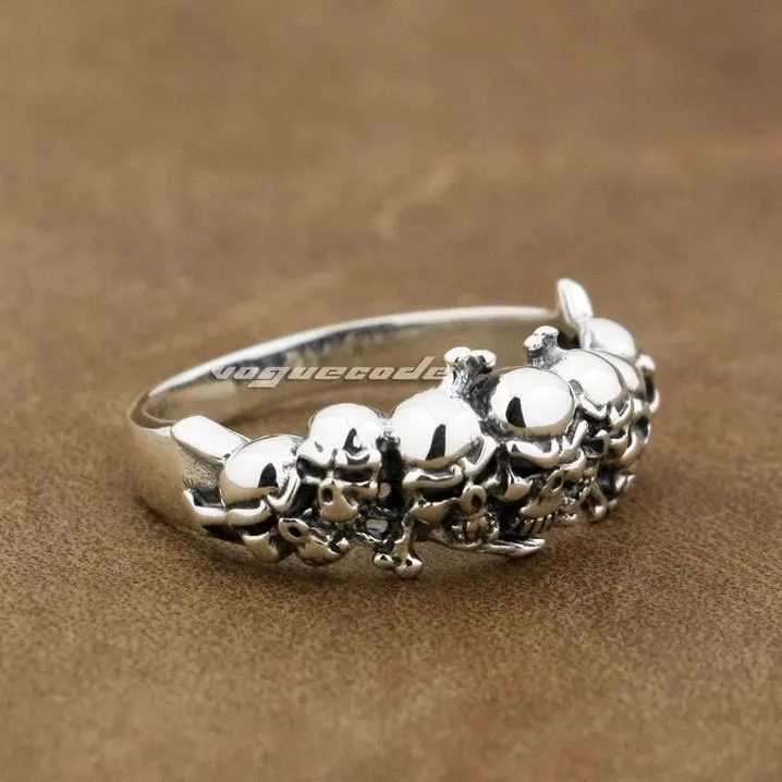 Мужское кольцо панк рок из стерлингового серебра 925 пробы с черепом|ring options|ring
