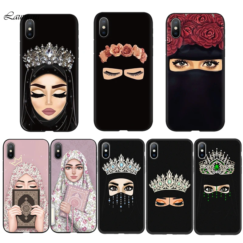 

Muslim Islami Gril Eyes Islamic Woman In Hijab Face Silicone Phone coque for iPhone xr 6 6S 7 8 Plus X XS MAX XR 5S SE Cover