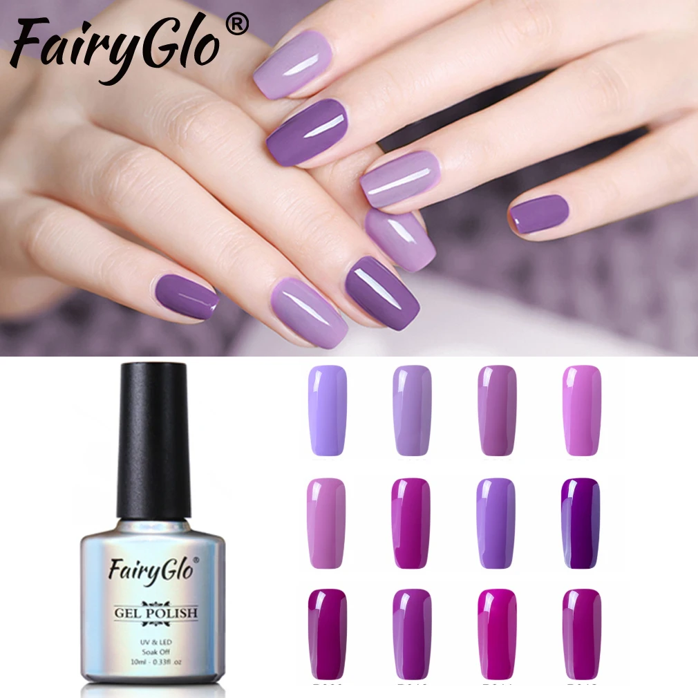 

FairyGlo 10ML Gel Varnish Purple Series Gel Nail Polish Soak Off UV LED Nail Gel Polish Nail Art Gels For Lacquer Manicure