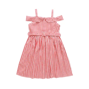 

Kids Dresses For Girls Children Summer Dress Off Shoulder Plaid Princess Dress Baby Clothing 2 3 5 7 9 11 12 Years A-line Dress