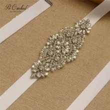 PEORCHID серебряный пояс невесты Ювелирная лента со стразами вечернее платье для выпускного вечера ремень для невесты кристалл свадебный пояс-кушак