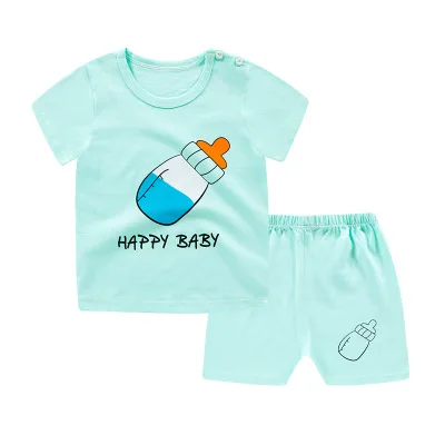 

New Summer Dress Kids T-shirt Shorts Suit Cute Bottle Cotton Baby Boy Girl Leisure Sports Clothes Suit