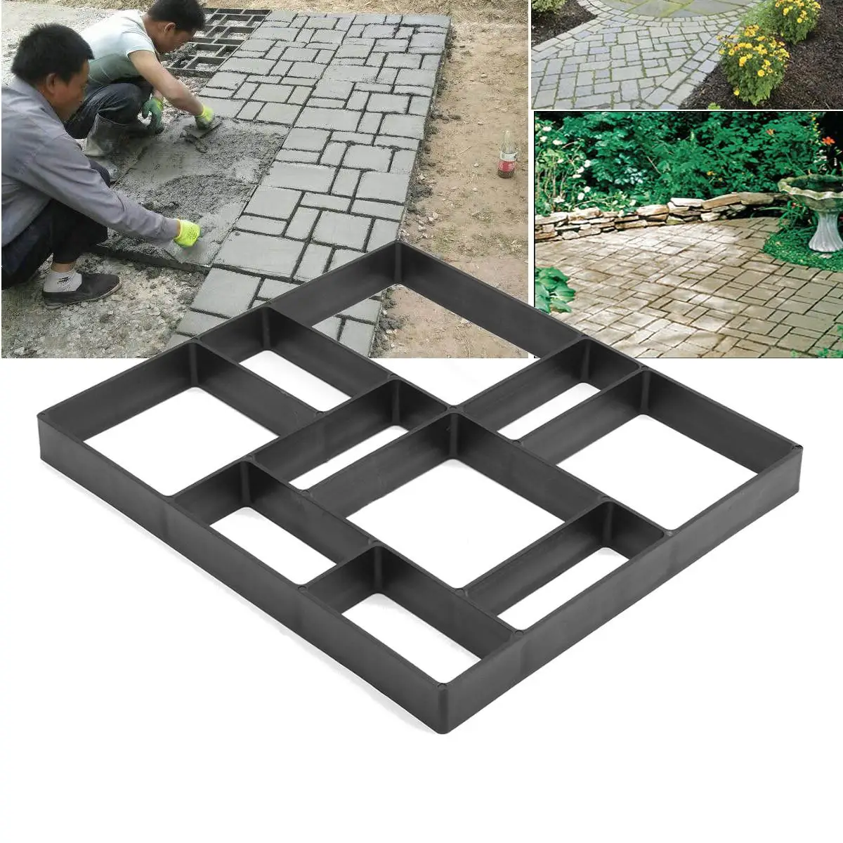 Сад камень дорога бетон тротуарная пресс-форма DIY пластик путь Maker плесень вручную укладки цемента кирпич 45x40x4 см