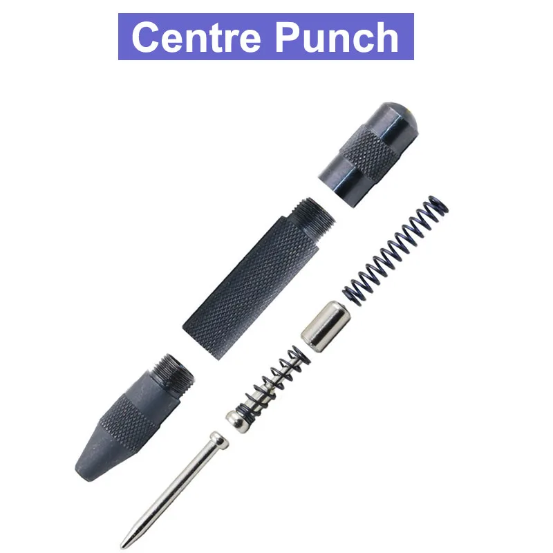 

URANN 1pcs Automatic black center punching Heavy Duty Automatic Centre Punch Spring Loaded Metal Wood Press Dent Marker Black