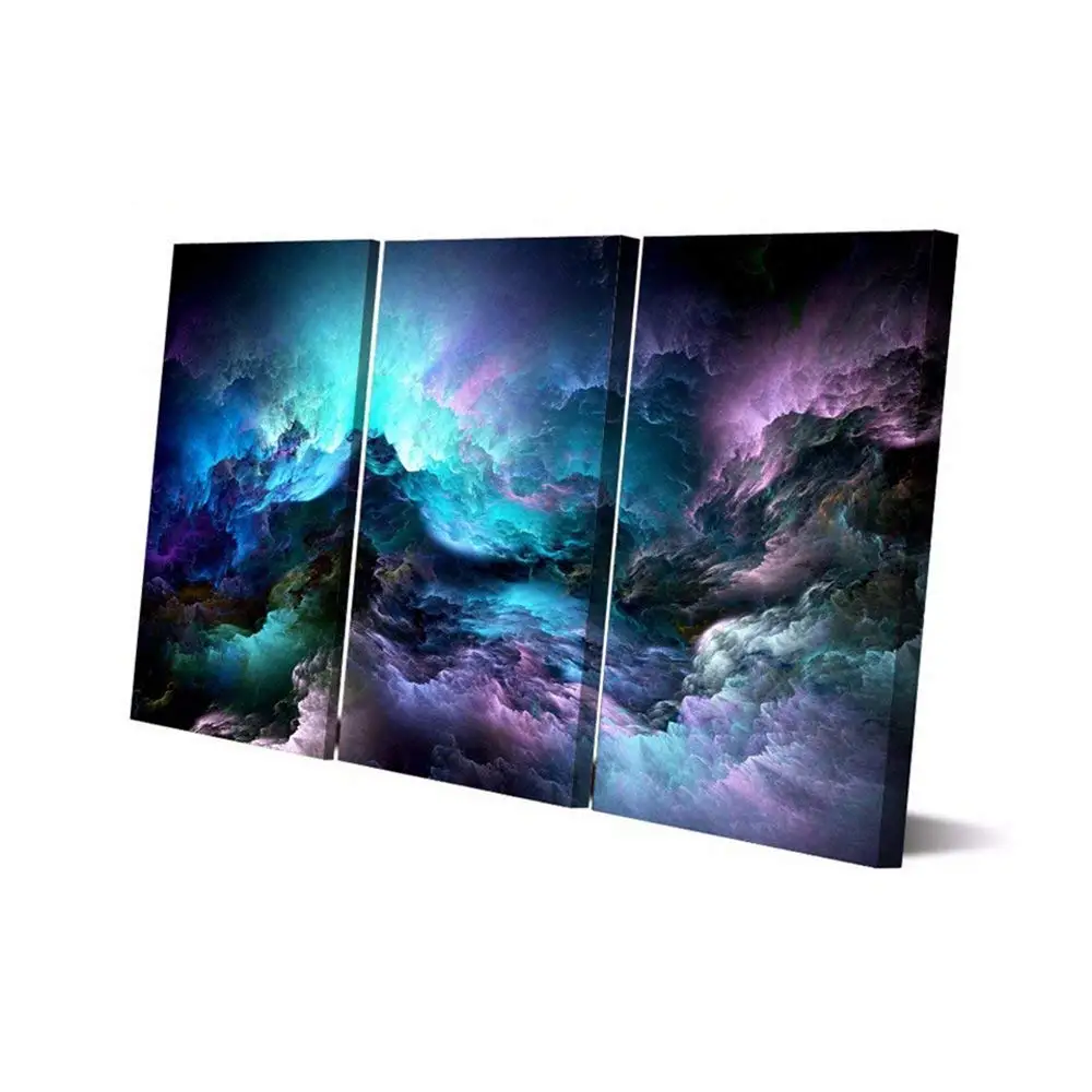 

3 Panel Painting on Canvas Wall Art Posters and Prints Landscape Pictures Abstract Psychedelic Nebula Space Drop shipping