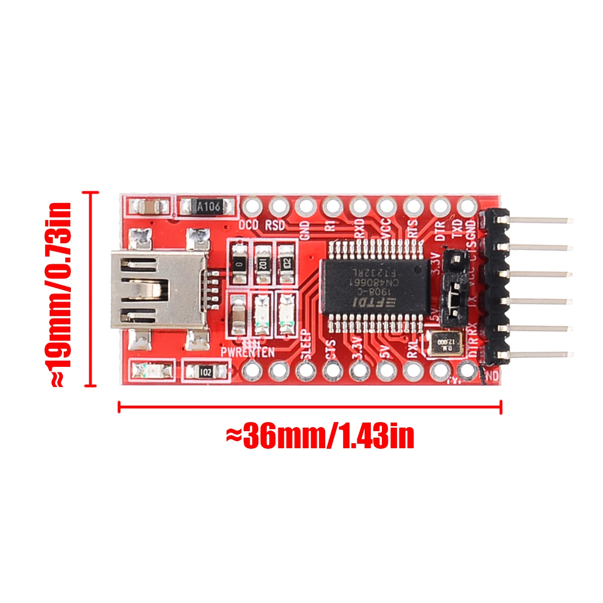 FTDI FT232RL Basic USB 3.3V 5V To TTL Serial UART interface Converter Adapter Module with Cables