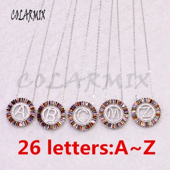 

5pcs big letters 26 pendants necklace alphabet pendants necklace rainbow crystal necklace pendants gems gift for women 9214