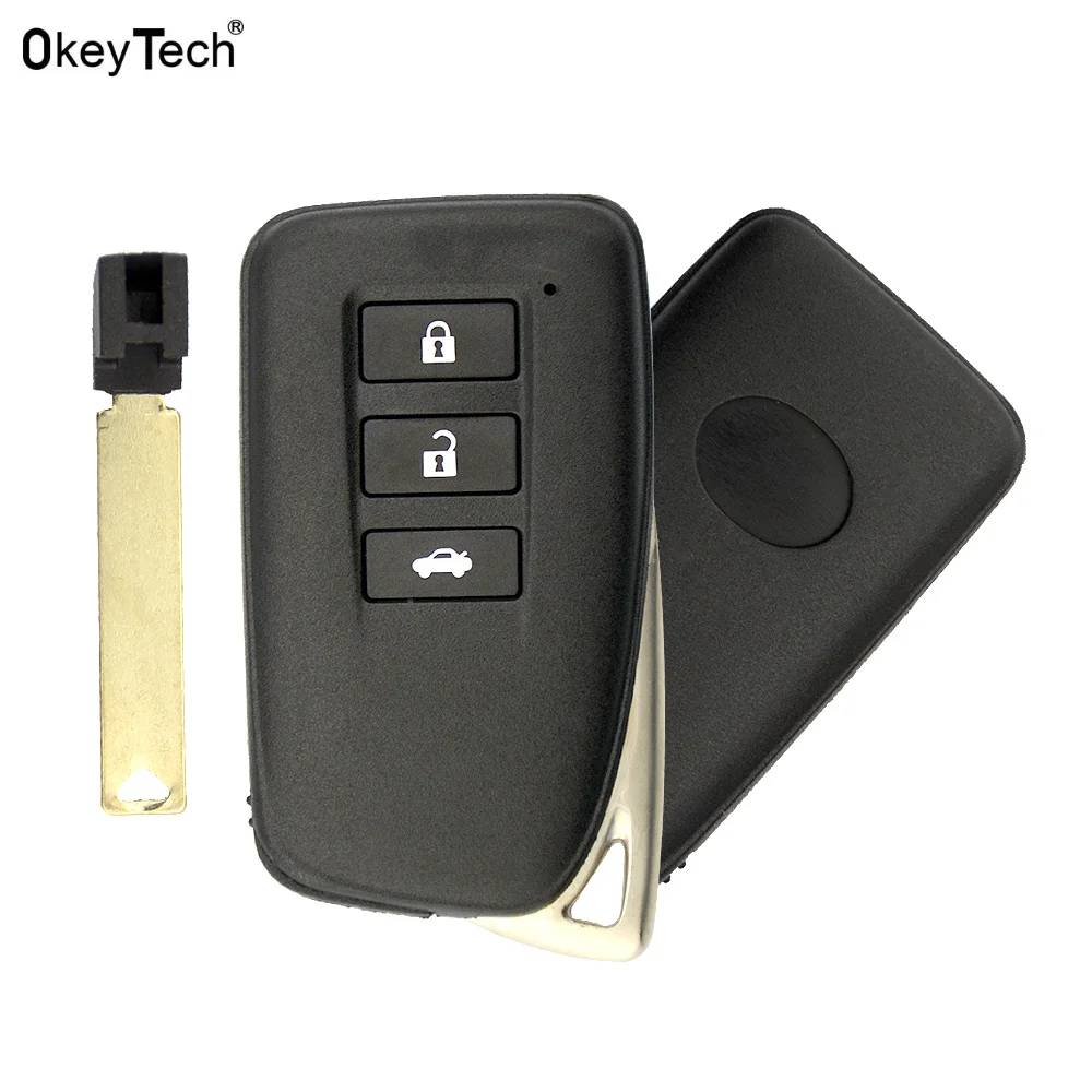 

OkeyTech 3 Buttons Remote Keyless fob Enter Key Case for LEXUS RC GS ES RX NX IS 2013-2018 Smart Key Shell with small key blade