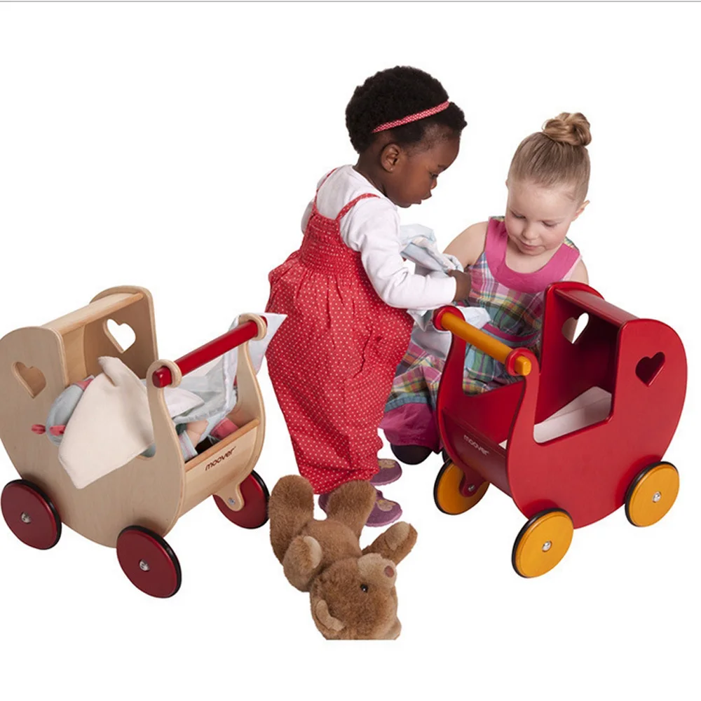 Деревянные игрушки Красное сердце-образный корзину пешеходов для езды на автомобиле