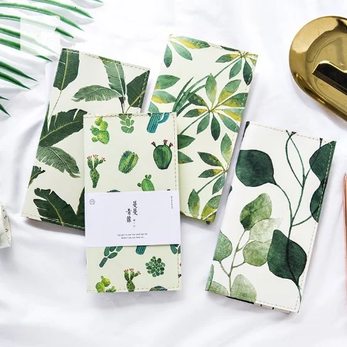 

1Pcs Small Fresh Plant PU Leather Cover Planner Notebook Journal Diary Book Planner Hand Books For Kids Kawaii stationery 066