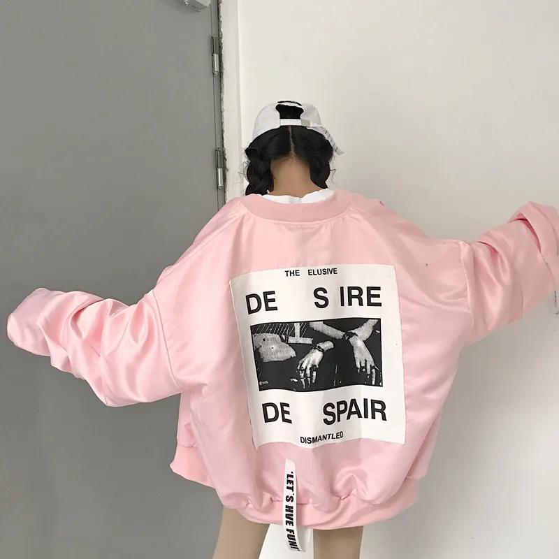 Spring Loose large size female windbreaker Jacket Harajuku Bomber Jacket Student BF Coat Oversize Jacket Basic Coats