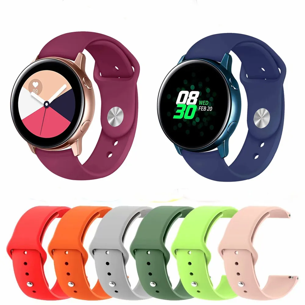 Каучуковый ремешок 20 мм 22 для Samsung Gear Sport S2 S3 Galaxy Watch 42 46 силиконовый Huami Amazfit Pebble Time